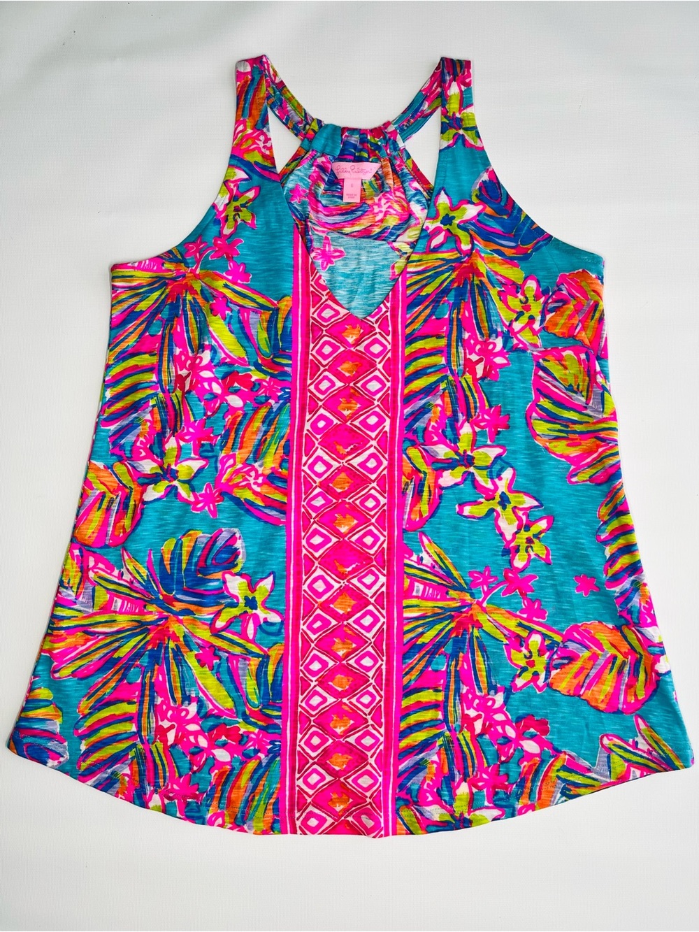 Lilly Pulitzer Minka Trapeze Tank Top Size S Sea Blue Summer Haze print